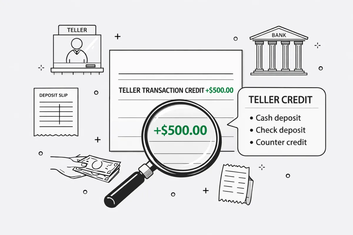 Online banking showing ACH credit and debit transactions