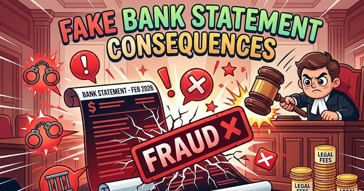 Fake bank statement consequences — illustrated guide