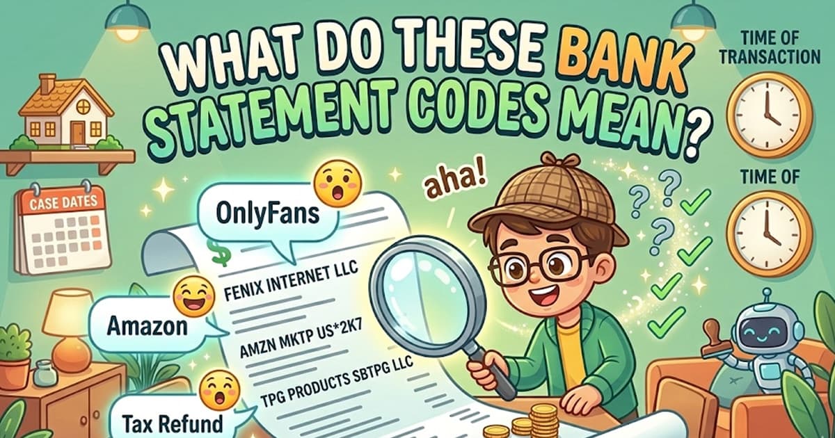 Bank statement with cryptic transaction descriptions decoded