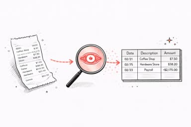 Receipt being scanned by OCR