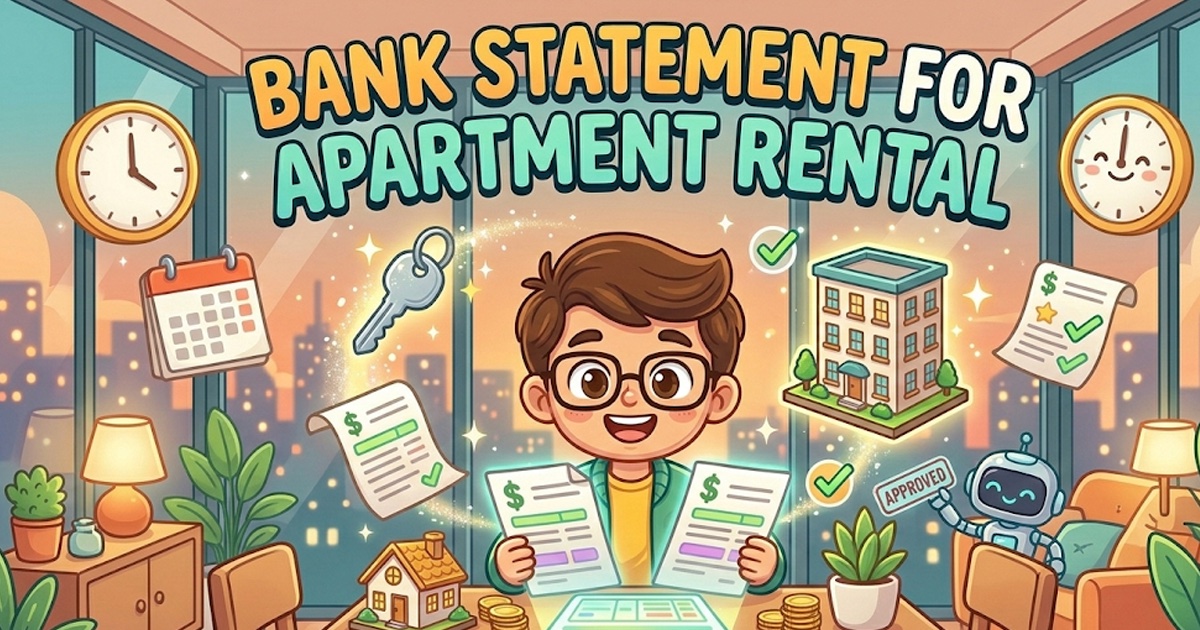 Bank statement for apartment rental application